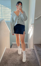 Load image into Gallery viewer, Aura Slit Knit Skirt: Black