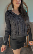Load image into Gallery viewer, Henley Hooded Knit Sweater