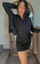 Load image into Gallery viewer, Henley Hooded Knit Sweater