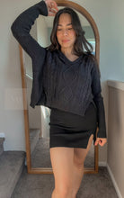 Load image into Gallery viewer, Henley Hooded Knit Sweater